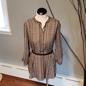 Aztec print button down tunic